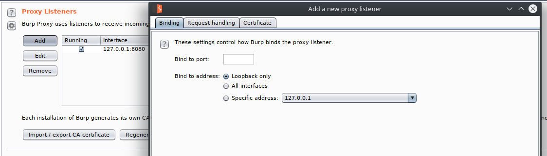 Add Burp Suite Listener Proxy